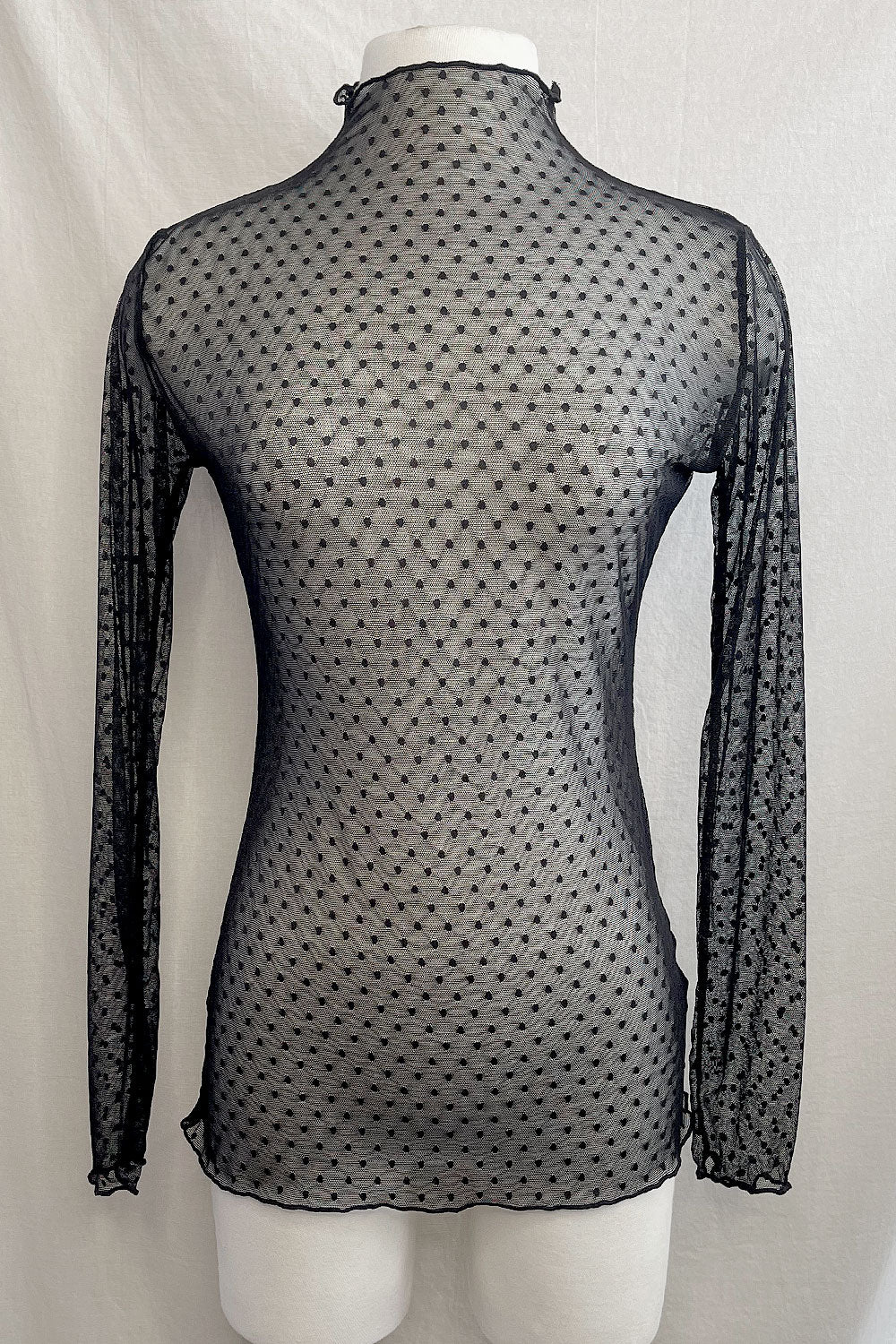 STEPHANIE POLKA DOT MESH TOP