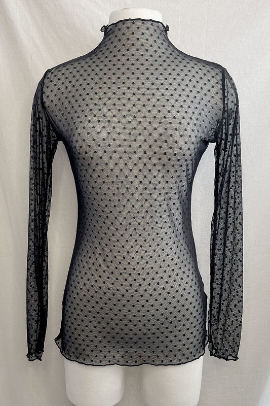 STEPHANIE POLKA DOT MESH TOP