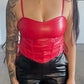 ASTRID LEATHER CROP TOP - RED