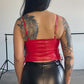 ASTRID LEATHER CROP TOP - RED