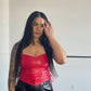 ASTRID LEATHER CROP TOP - RED