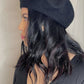 WOOL BLEND BASIC BERET - BLACK