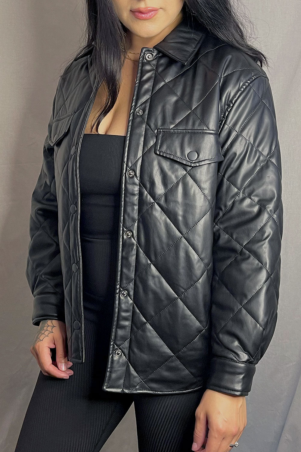 BRENDA QUILTED FAUX LEATHER JACKET