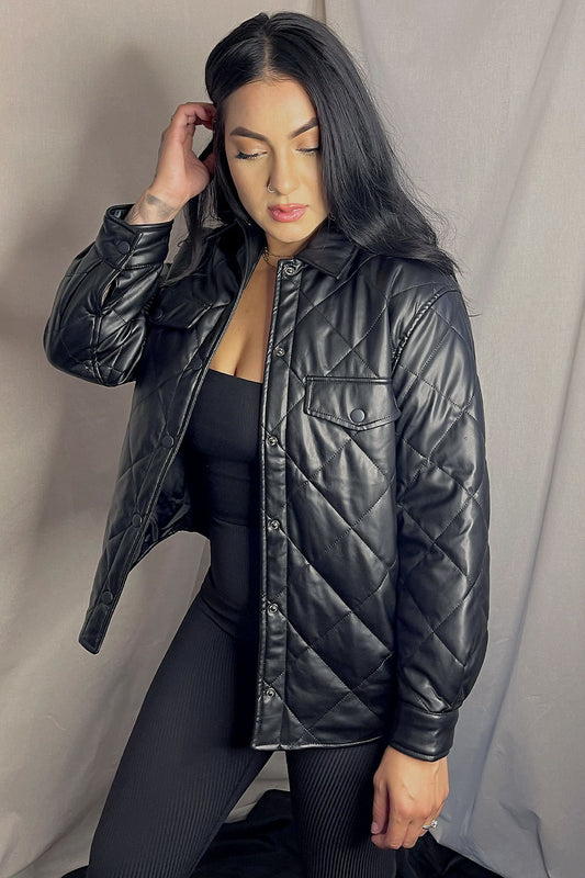 BRENDA QUILTED FAUX LEATHER JACKET