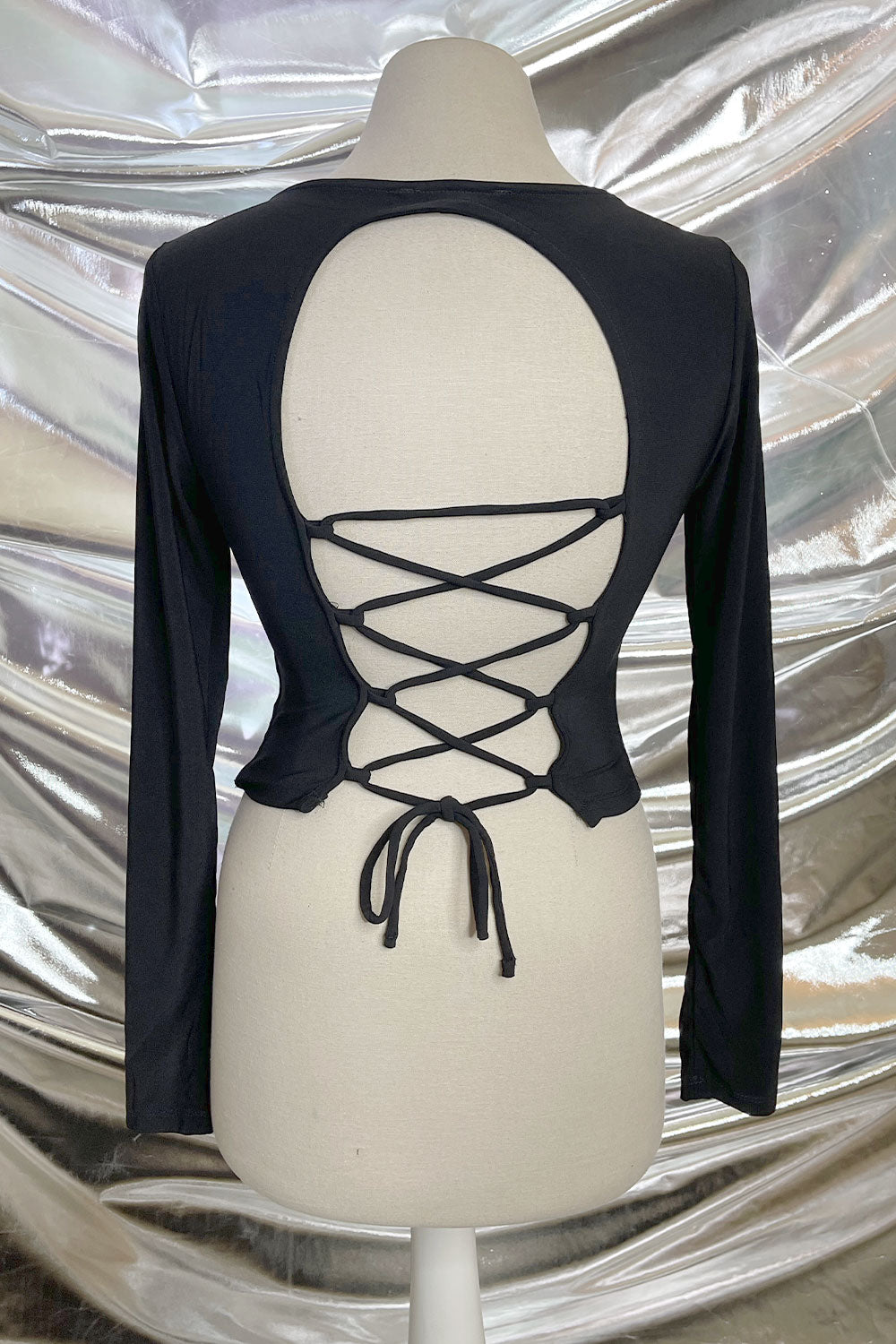 ELVIRA BACK LACE UP LONG SLEEVE TOP