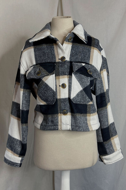 GRACE CROPPED PLAID SHACKET