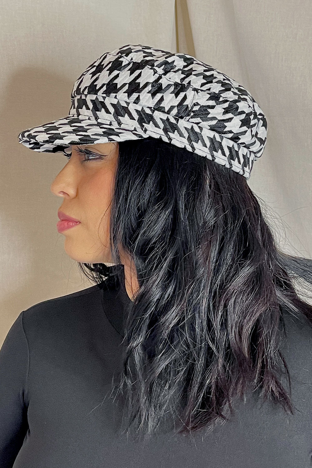HOUNDSTOOTH BAKER BOY HAT