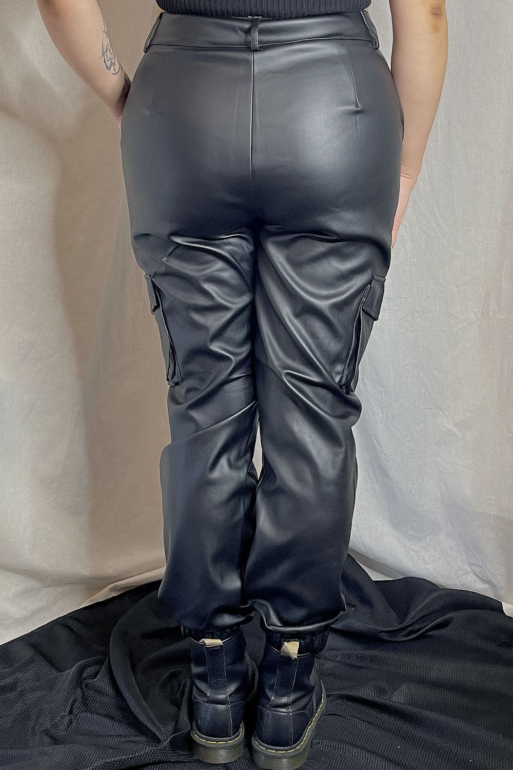 JACKIE FAUX LEATHER CARGO PANTS