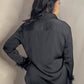 KIMBERLY FEATHER BUTTON DOWN SATIN SHIRT