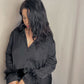 KIMBERLY FEATHER BUTTON DOWN SATIN SHIRT