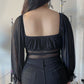 MEGAN MESH LONG SLEEVE CROP TOP