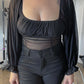 MEGAN MESH LONG SLEEVE CROP TOP