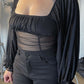 MEGAN MESH LONG SLEEVE CROP TOP