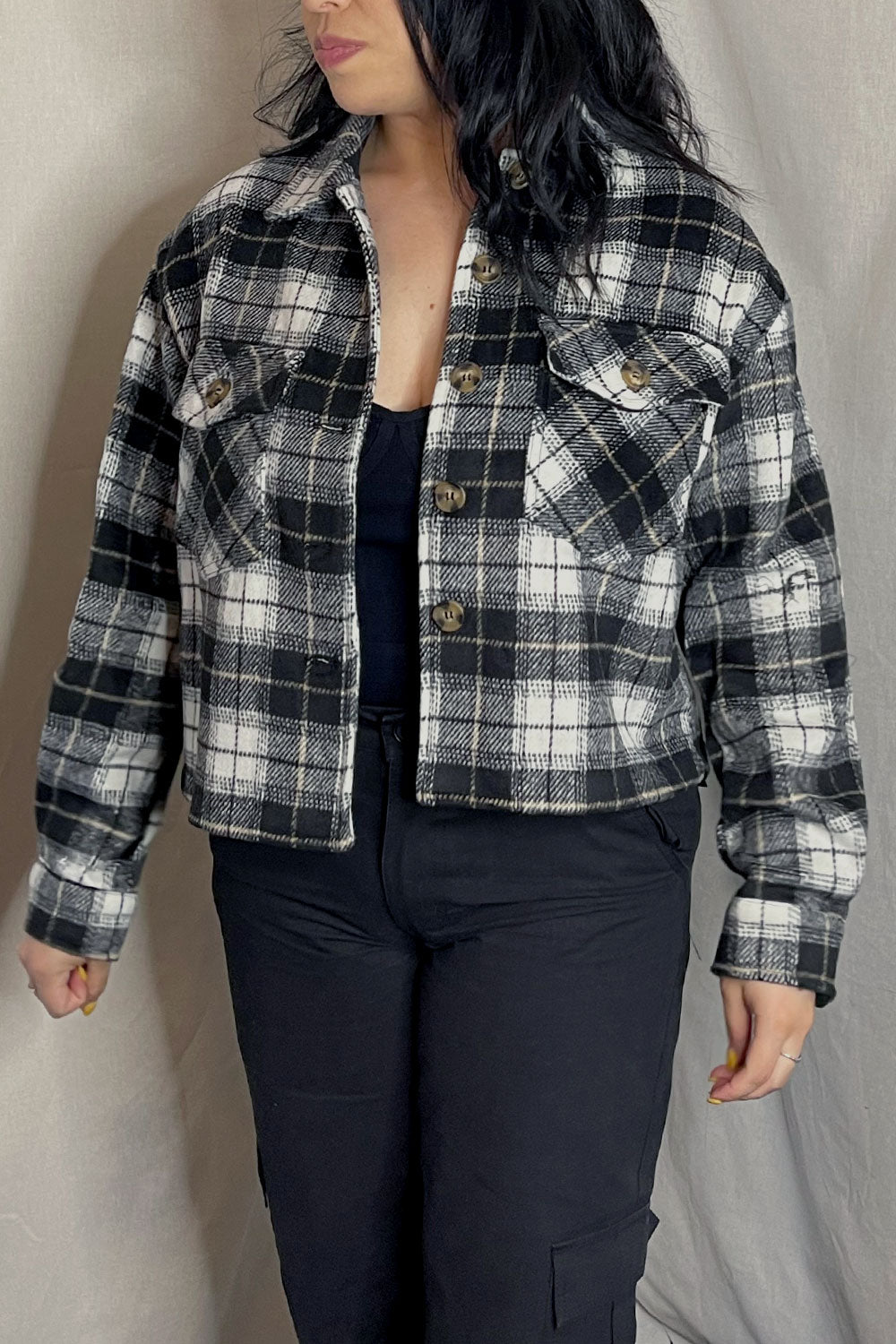 MICHELLE PLAID CROP JACKET