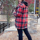 MONTSERRAT PLAID TEDDY COAT - RED