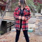 MONTSERRAT PLAID TEDDY COAT - RED