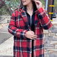MONTSERRAT PLAID TEDDY COAT - RED