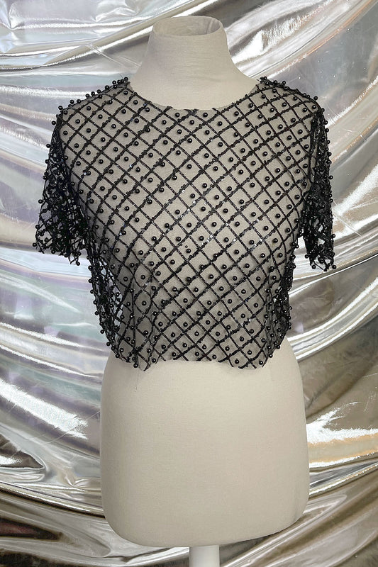 REINA MESH PEARL CROP TOP